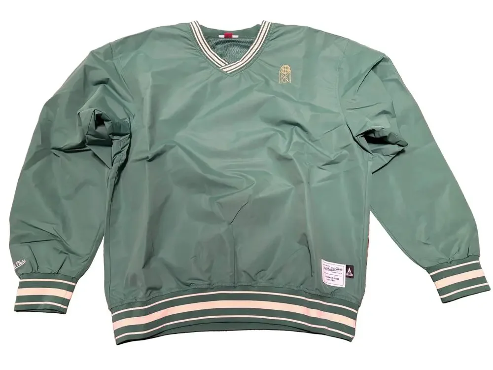 Mitchell & Ness Branded Wind Breaker Jacket Green White Men’s Large L New NWOT
